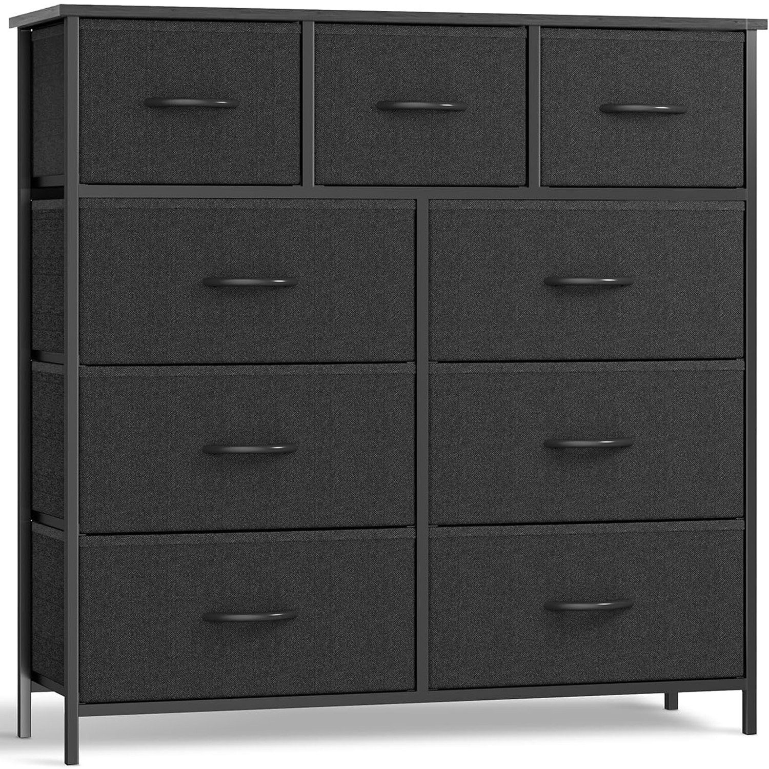 SURFOU Kommode mit 9 Schubladen Sideboard Mehrzweckschrank Schubladenschrank (mit Metallgestell Schubladen aus Stoff), für Schlafzimmer, Wohnzimmer, Kinderzimmer, Flur, Aufbewahrungsschrank