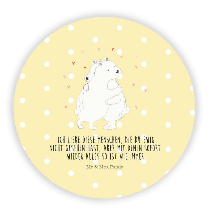 Mr. & Mrs. Panda Magnet Eisbär Umarmen - Gelb Pastell - Geschenk süße Tiermotive Tiere gut (1-St)