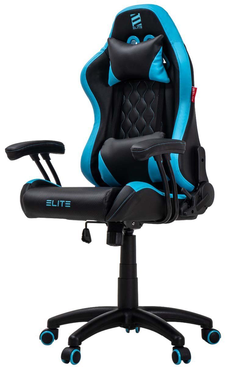 Melko Gaming Chair Gamingstuhl Bürostuhl mit Massagefunktion inkl.  Fußstütze Lendenkissen Nackenkissen in Blau, Grün, Rot, Grau & Weiß im  Racing Sportsitz Design Chefsessel Schreibtischstuhl Drehstuhl Schalensitz  PC Chair (Stück