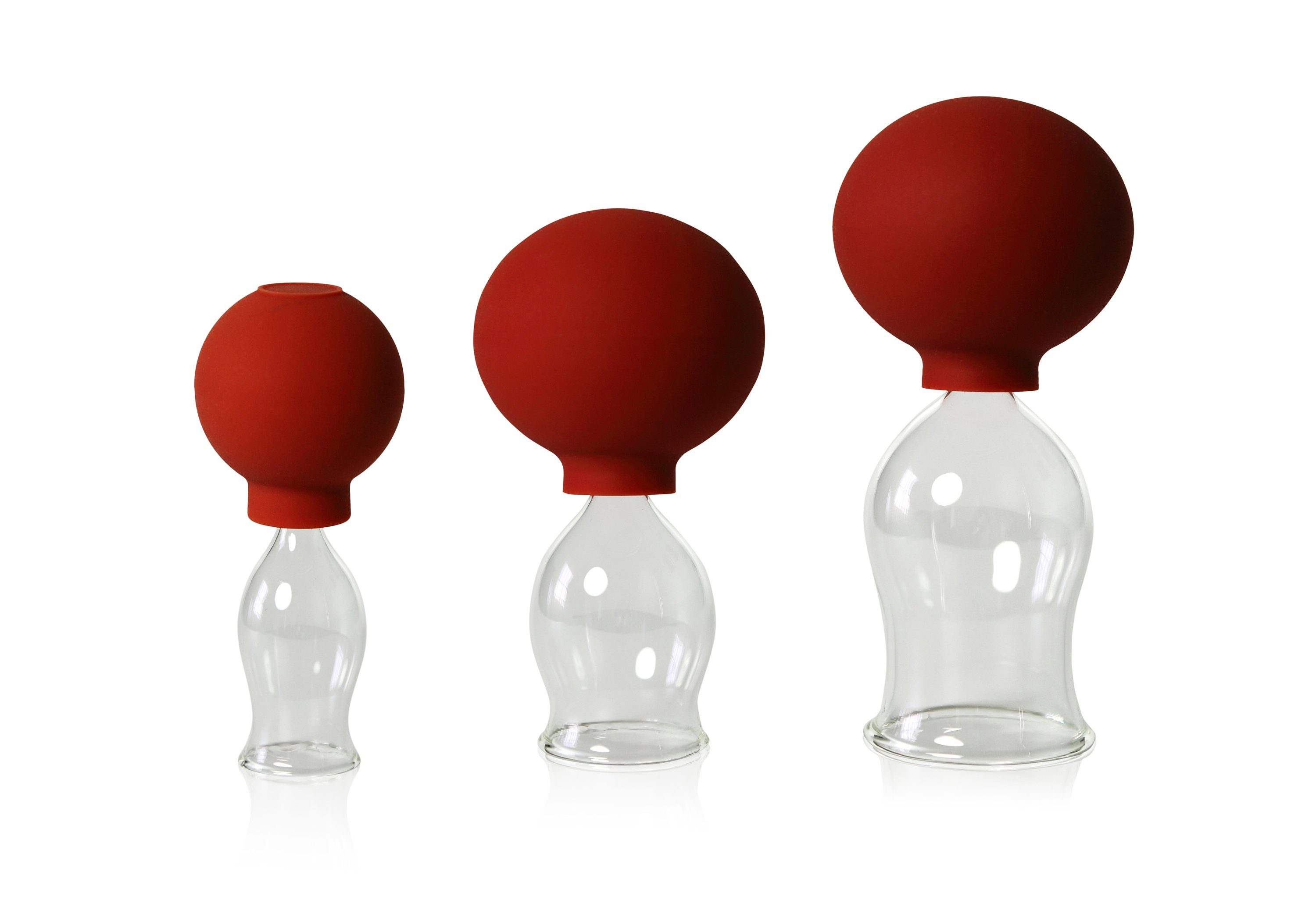 Lauschaer Glas Massagegerät Schröpfglas Schröpfgläser mit Saugball in vielen Größen aus Glas, 3-tlg.