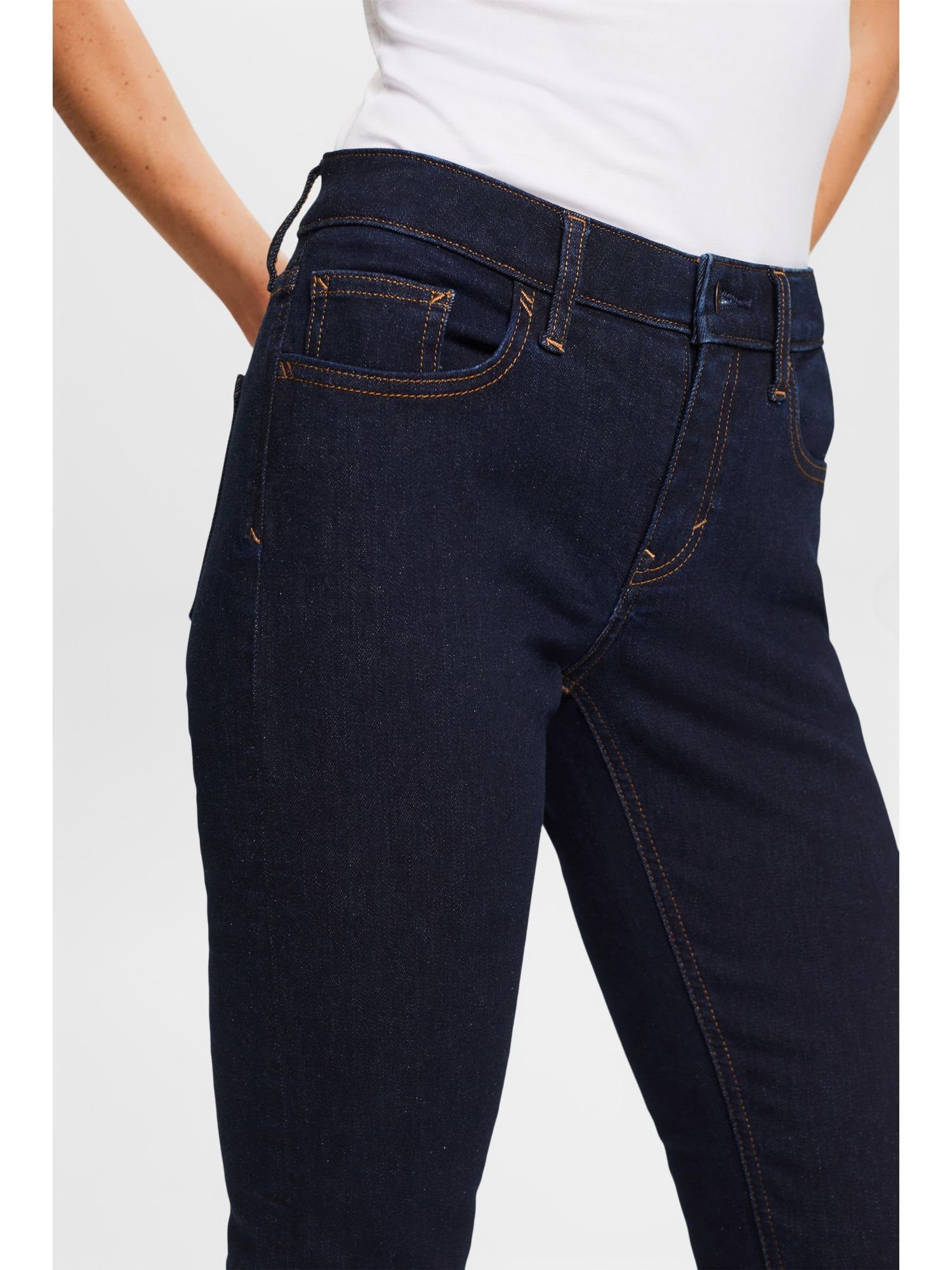 schmale Esprit Slim-fit-Jeans Stretchjeans mit Recycled: hohem Bund