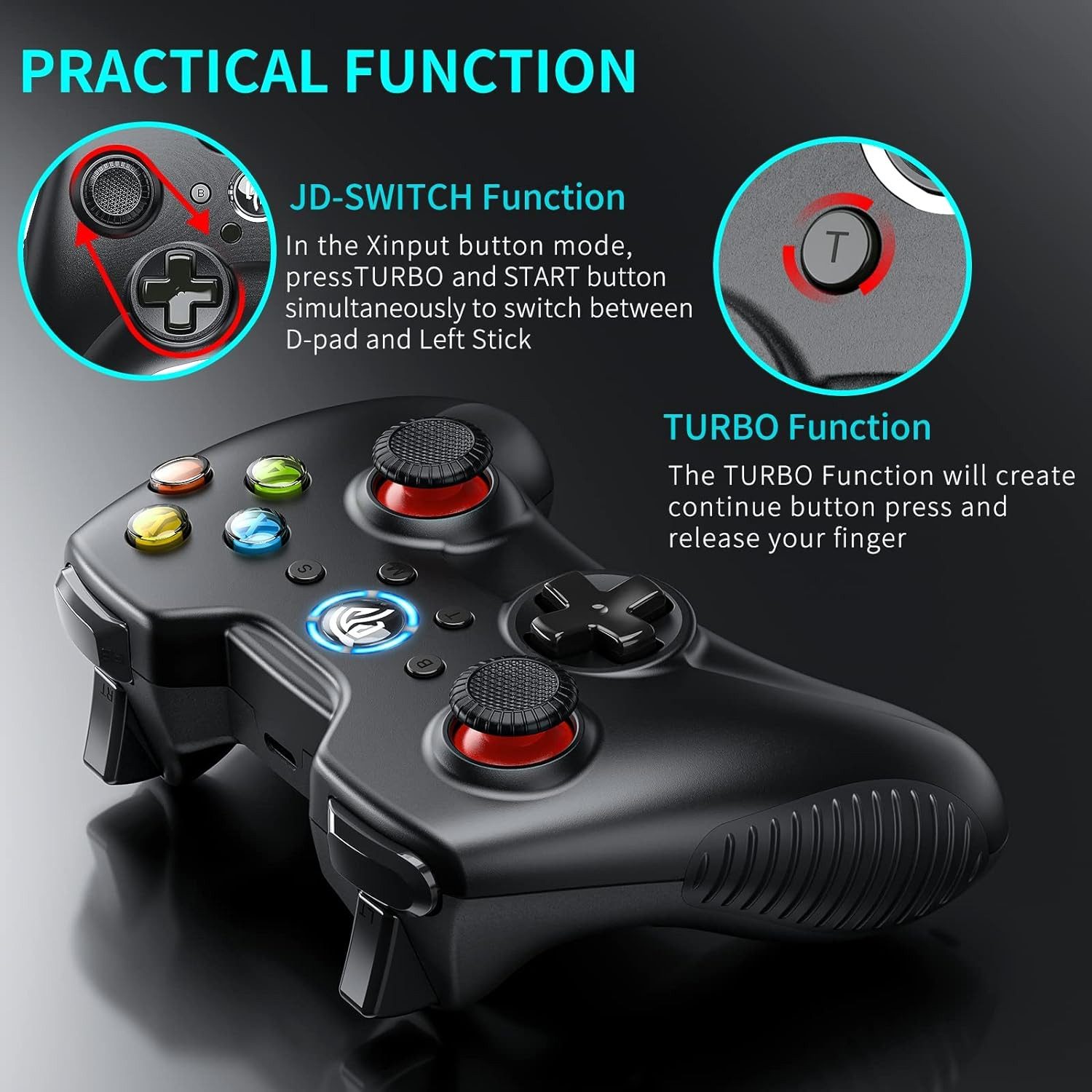 EasySMX PC Controller, 2,4G wireless Gamepad mit Dual Vibration Gamepad