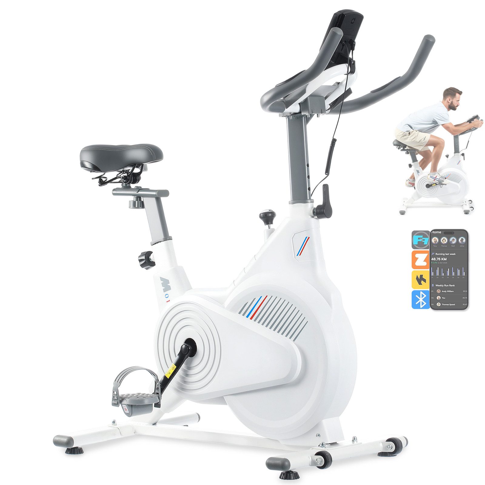 oyajia Heimtrainer 3in1 Heimtrainer Fahrrad, Kardio Training, Starker Widerstand (Mit App, Herzfrequenzsensor & LCD Monitor für Präzises Training, Profi Komfort, 6-fach Verstellbarer Sitz, Extra Leise und Stabil), Ideal für Anspruchsvolle Indoor Cycling Workouts