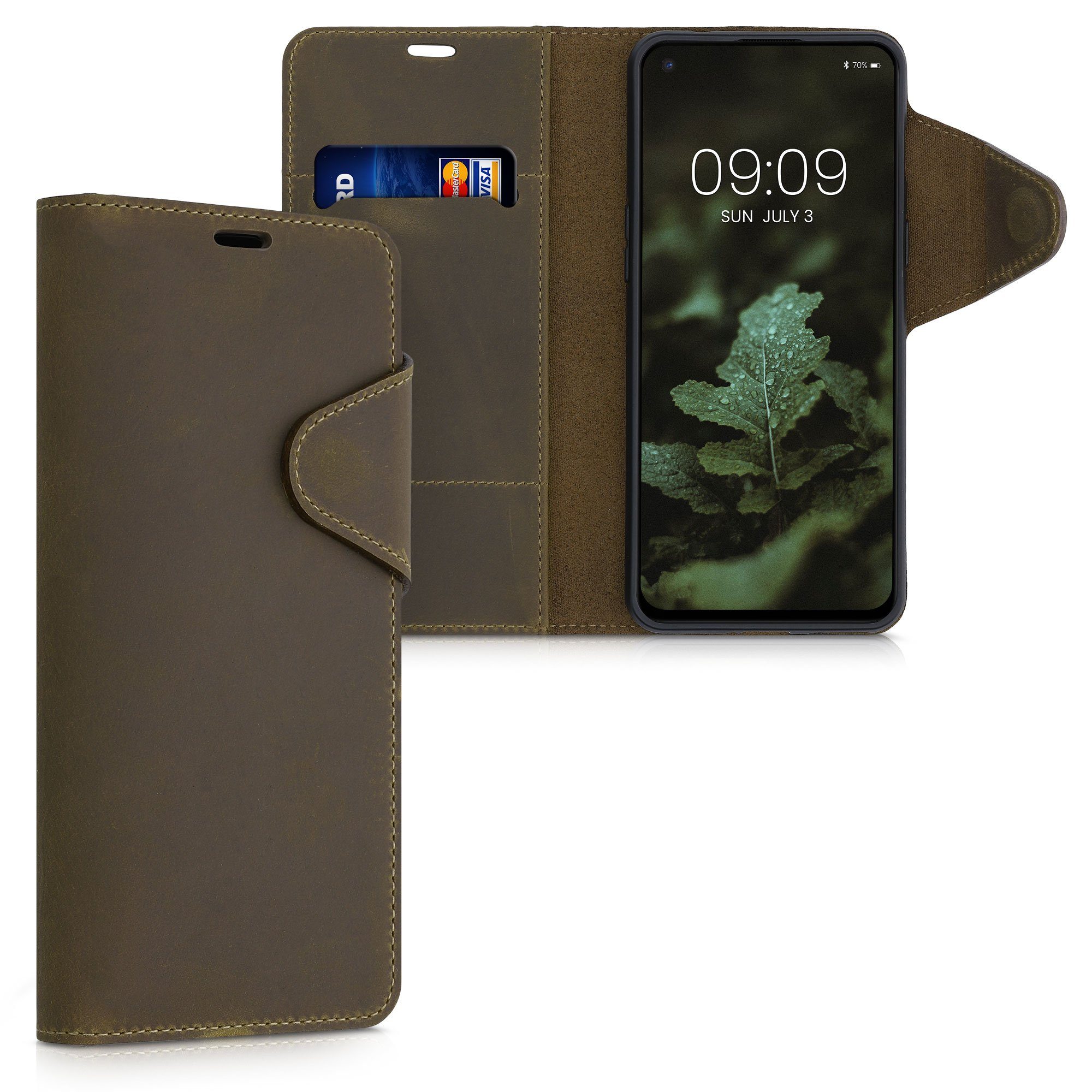 kalibri Handyhülle Hülle für OnePlus Nord 2 5G, Leder Handyhülle Handy Case Cover - Schutzhülle Lederhülle