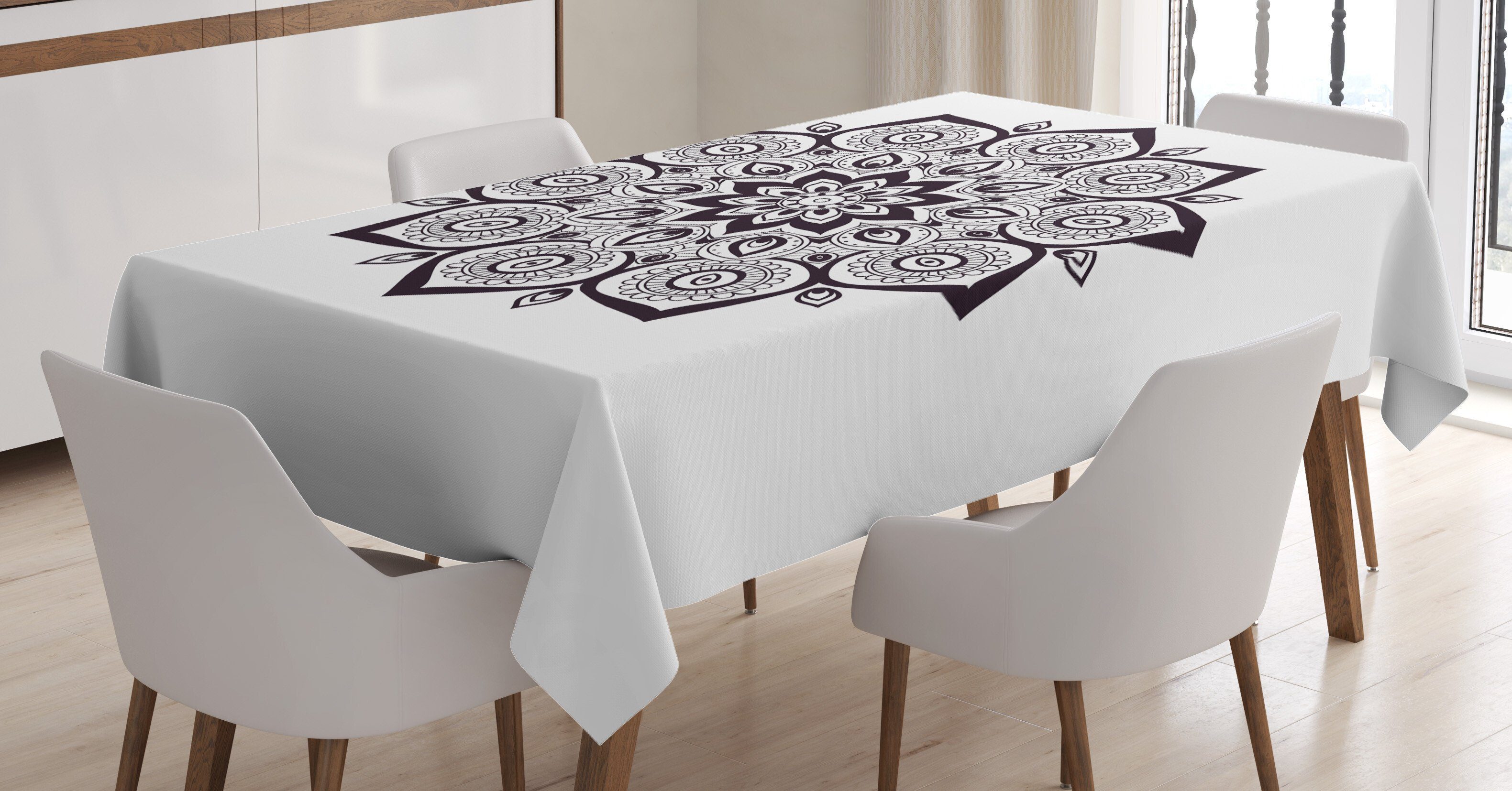 Waschbar geeignet Farbfest Tischdecke Abstrakte Bereich Für Abakuhaus Farben, Mandala den Außen Blumenmotiv-Kunst Klare