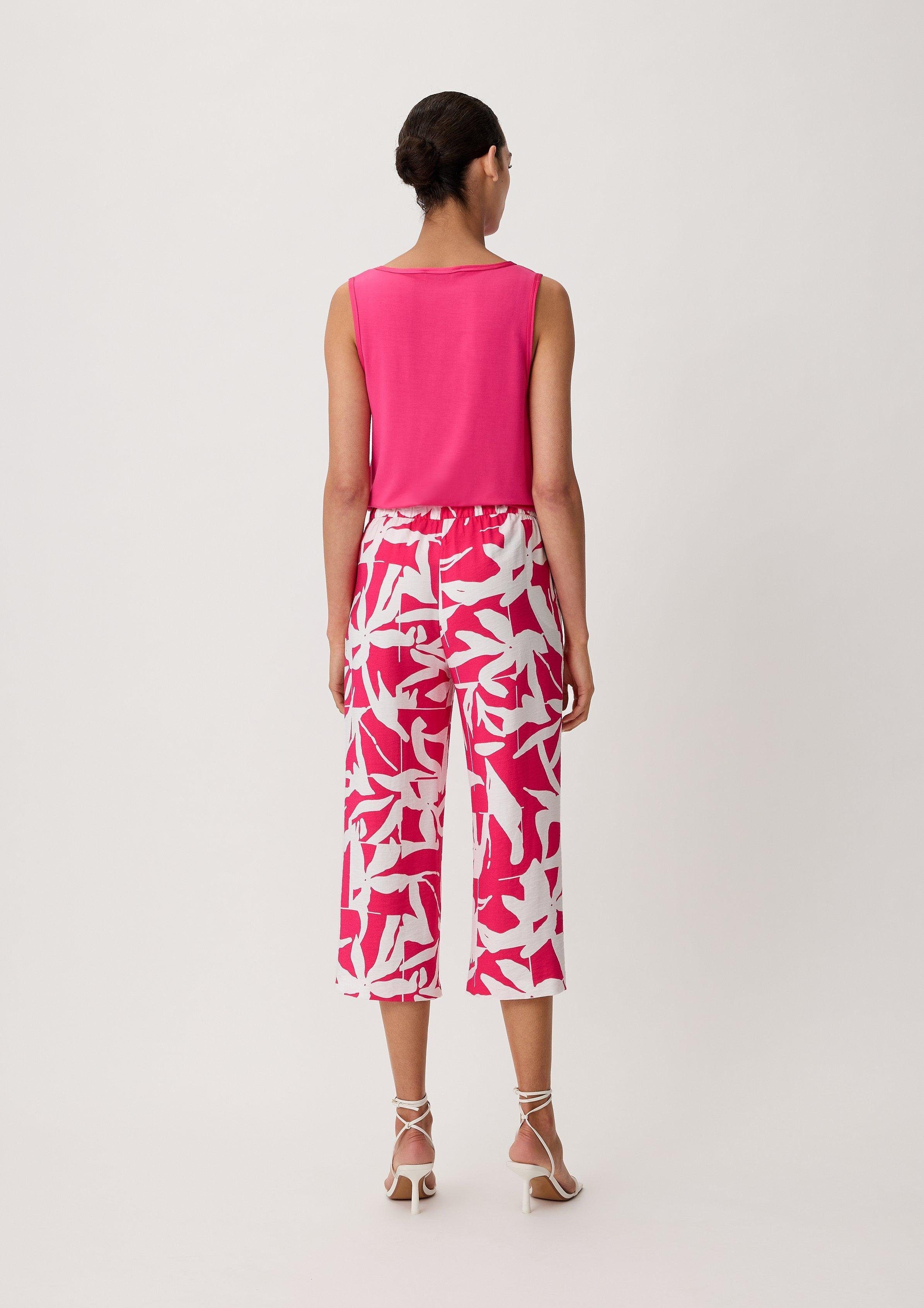 Loose: mit Allover-Print Comma Hose Stoffhose pink