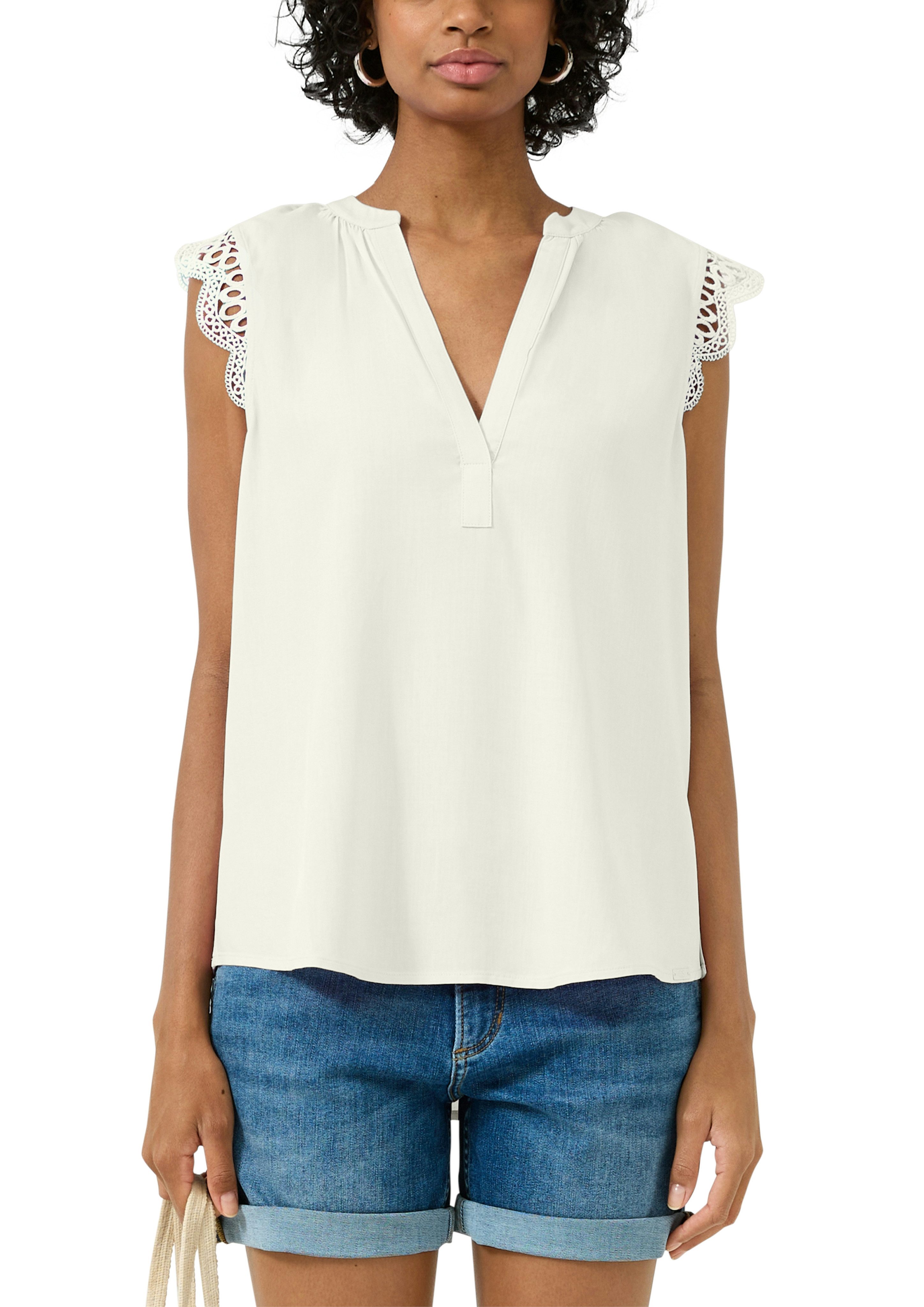 QS Blusentop Sommmertop mit Häkel-Details an der Schulter günstig online kaufen