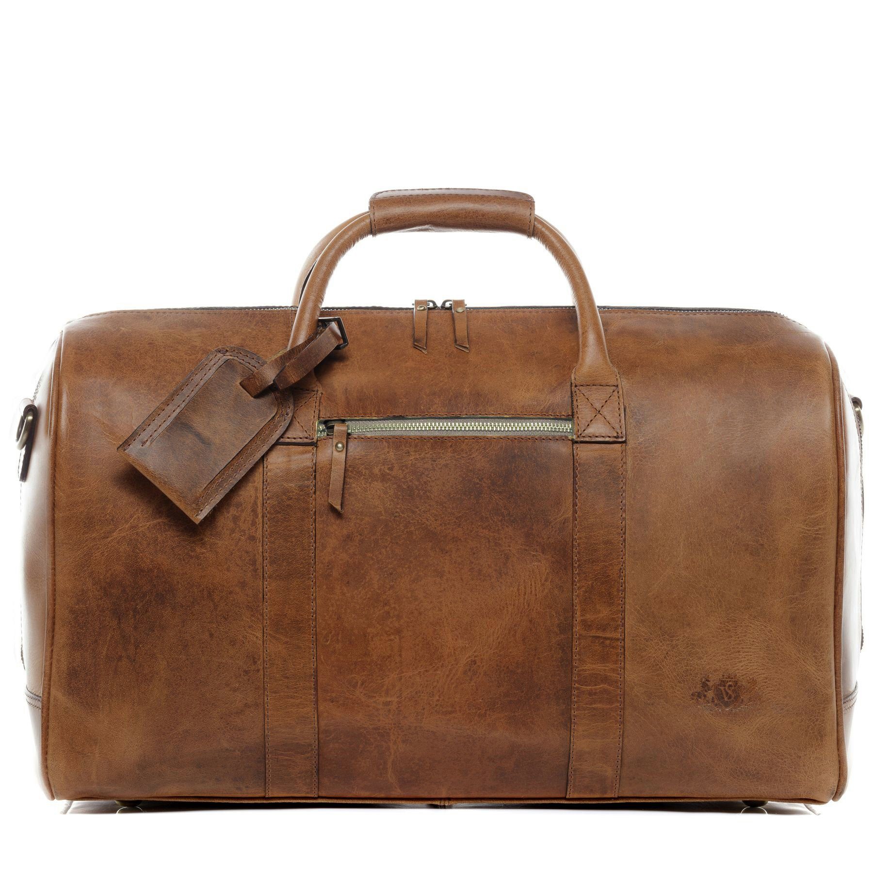 SID & VAIN Reisetasche echt Leder Weekender groß tan-vintage, Echtleder Reisegepäck für Damen & Herren, Sporttasche XL camel-beige