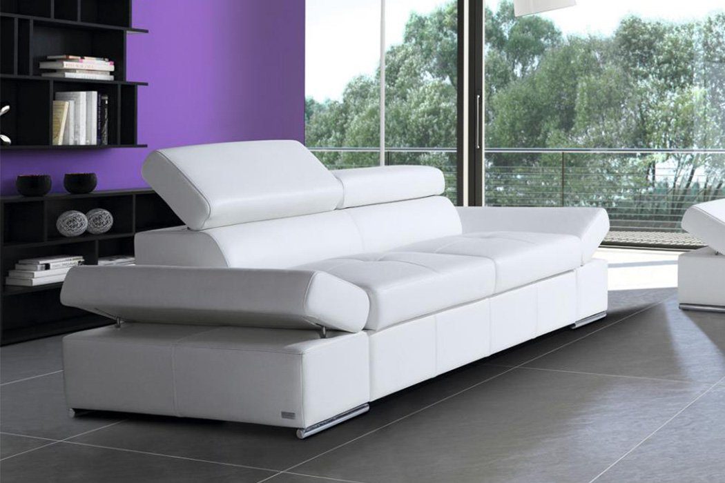 JVmoebel Sofa, Verstellbare Kopfstützen, Verstellbare Armlehnen Weiß