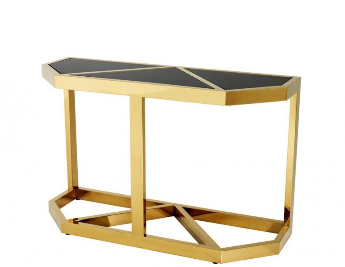 Beistelltisch Konsole - Glas mit Konsolen Tisch Gold Casa Padrino Möbel Luxus schwarzem