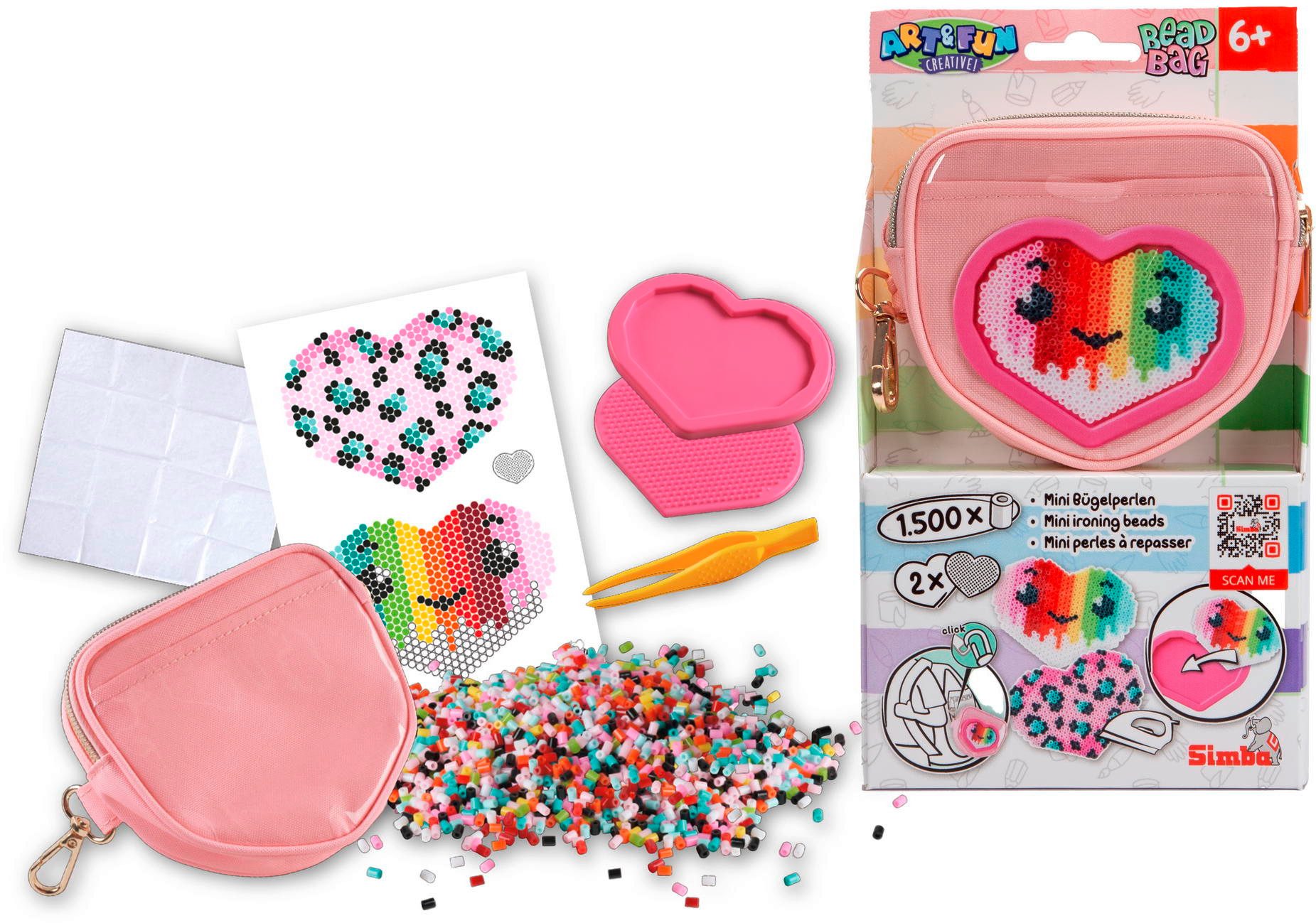 SIMBA Kreativset Kreativ Perlen ART & FUN 1500 Bügelperlen Heart Herz 106374695