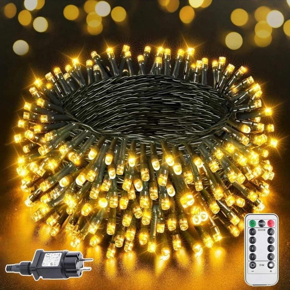 Wrischan Lichterkette 20M USB 200 LED Weihnachtslichter Wasserdicht Weihnachtsdeko, Wasserdichte 20M Kupferdraht Lichterkette mit 200 LEDs
