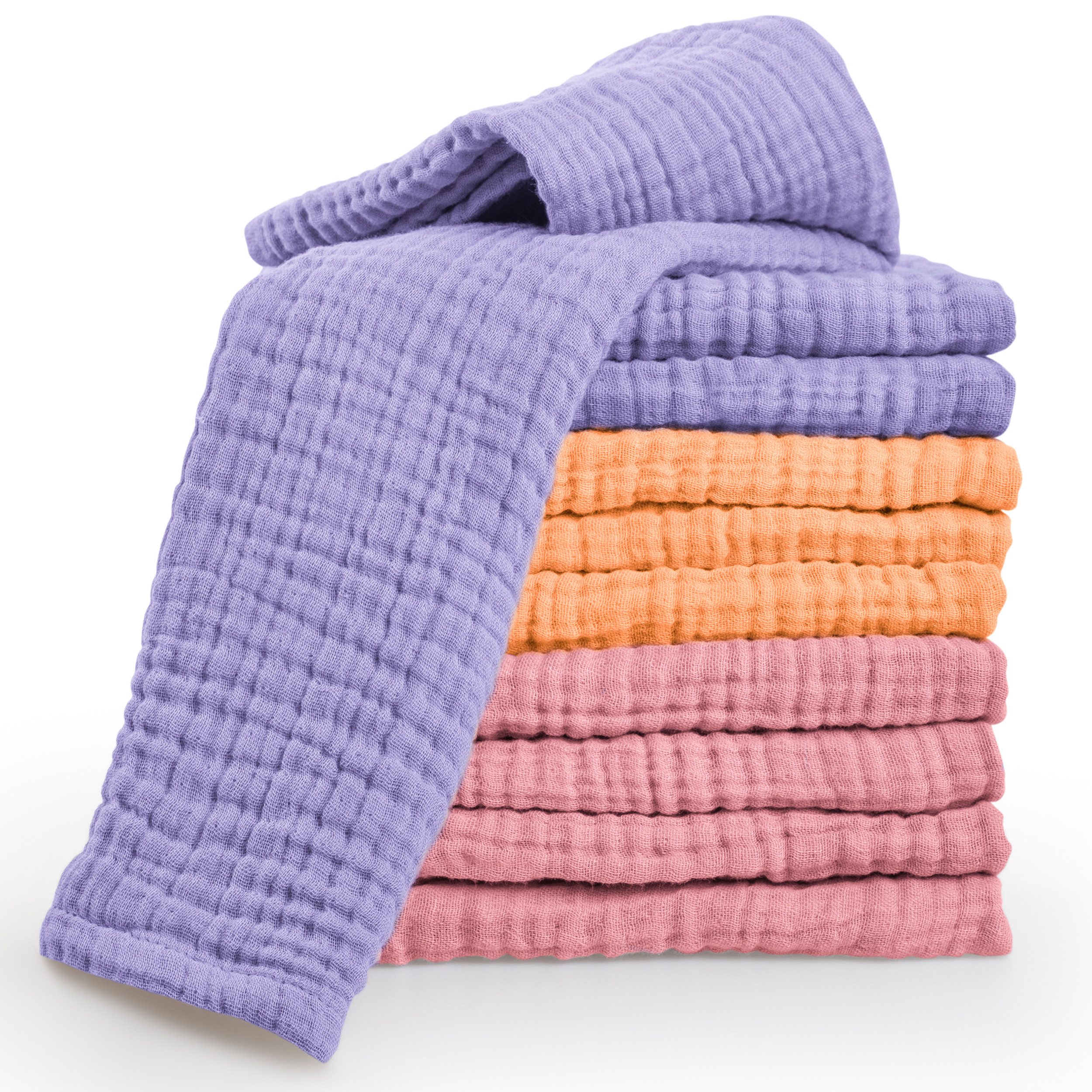 Laynenburg Spucktuch Baby 10er-Set in 30x50cm aus extra weichem Musselin - 100% Baumwolle, Musselin-tücher als Mulltücher, Mullwindeln oder Stoffwindeln