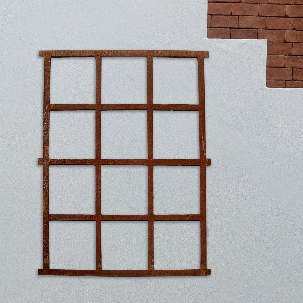 Antikas Fenster Stallfenster, Rostig, Bauernfenster, Eisenfenster, Gartenmauer 95 x 73
