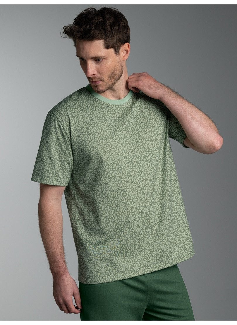 Trigema T-Shirt TRIGEMA T Shirt mit Allover Tetris Muster (1-tlg)