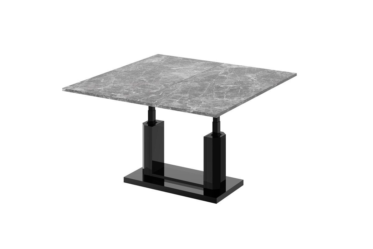Couchtisch höhenverstellbar Hochglanz Couchtisch dunkel Tisch - stufenlos aufklappbar HAC-111 Design Schwarz Marmor designimpex