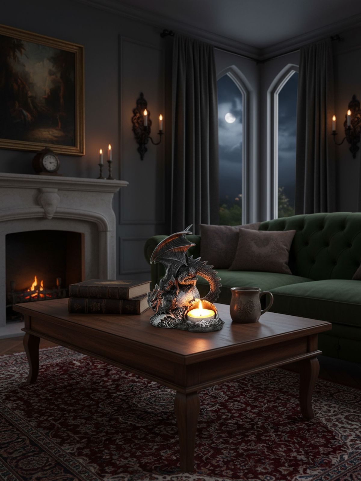 Vogler Teelichthalter Drachen Teelichthalter 14 cm bunt Drache sitzt auf Dr günstig online kaufen