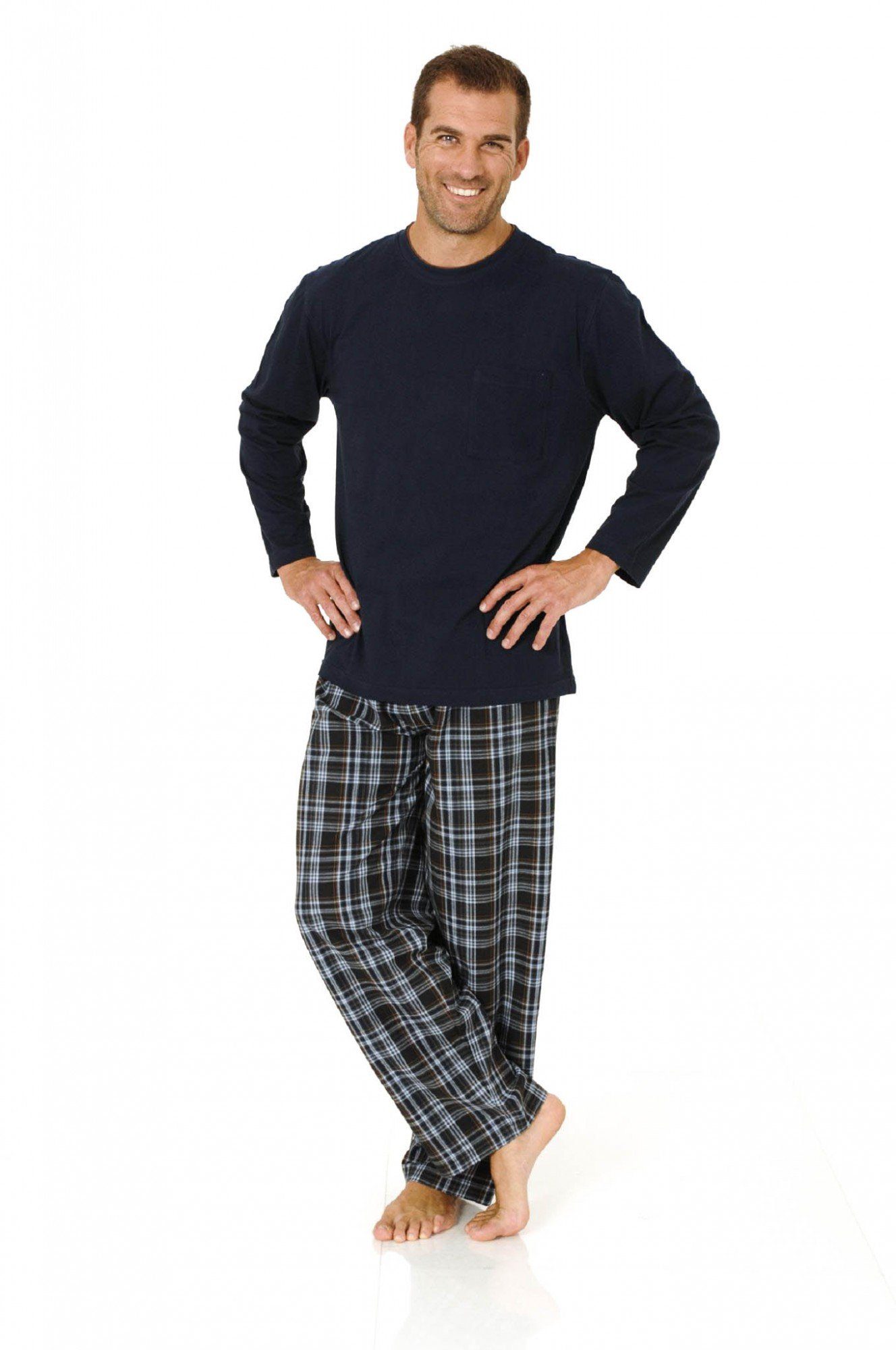 Normann Pyjama Herren Pyjama Mix& Match Schlafanzug, Hose gewebt, Oberteil günstig online kaufen