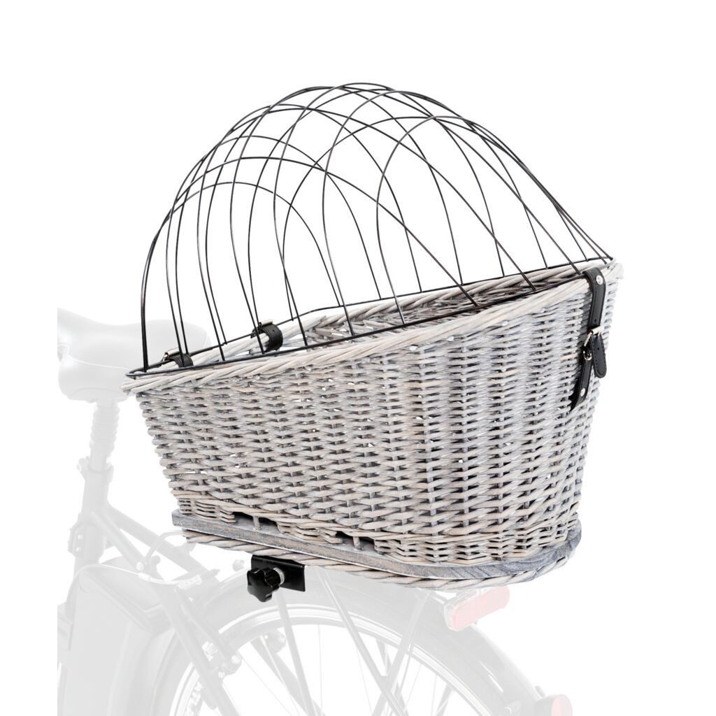 TRIXIE Tierfahrradkorb Hunde-Fahrradkorb für Gepäckträger - grau - 35 × 49 × 55 cm