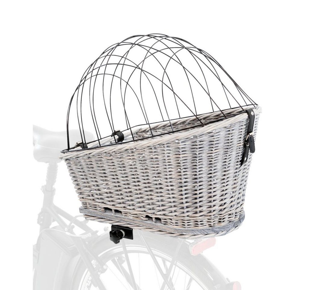 TRIXIE Tierfahrradkorb Hunde-Fahrradkorb für Gepäckträger - grau - 35 × 49 × 55 cm