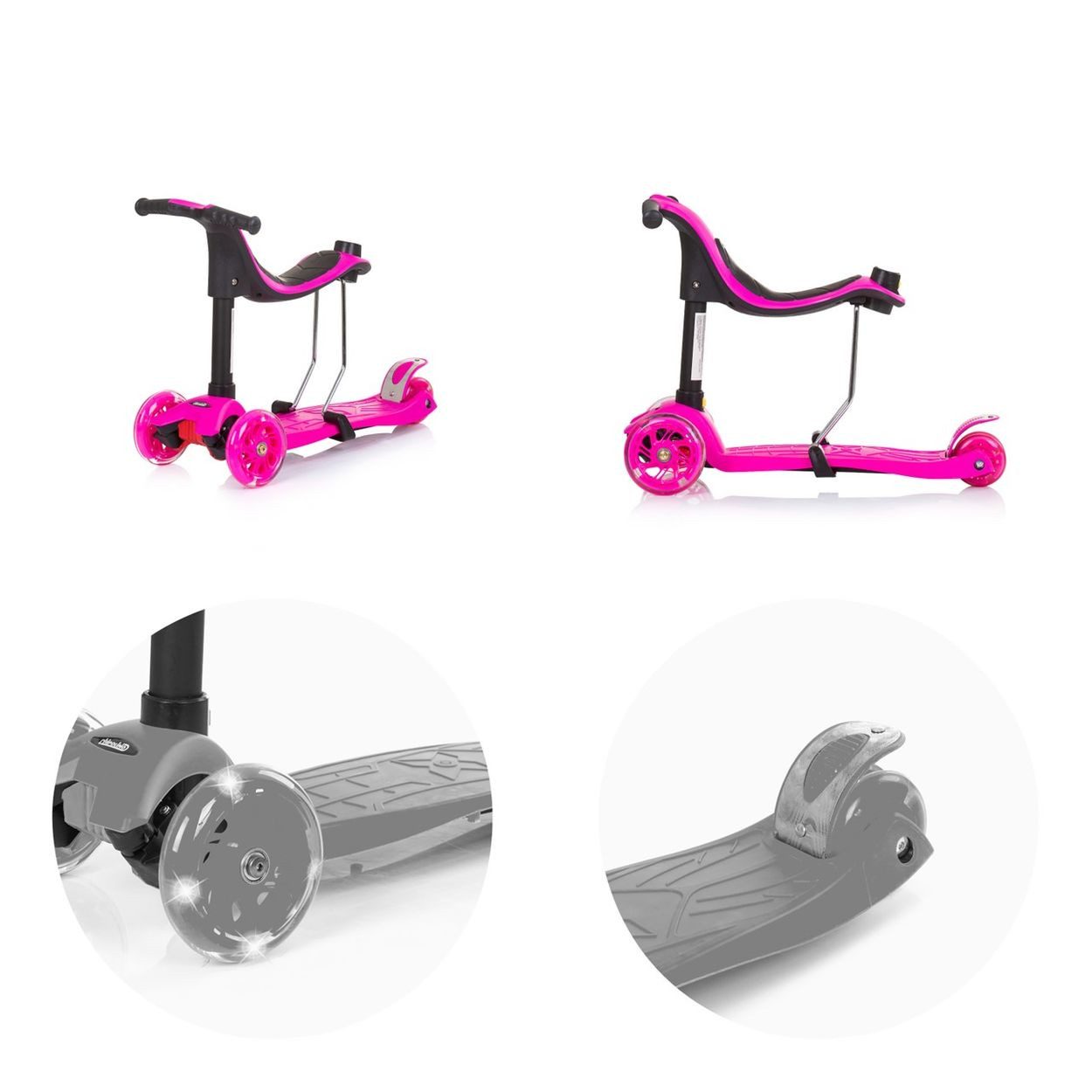Chipolino Cityroller Kinderroller 3 in 1 Multi Plus, 3 Räder, Laufrad, Roller, LED-Lichter