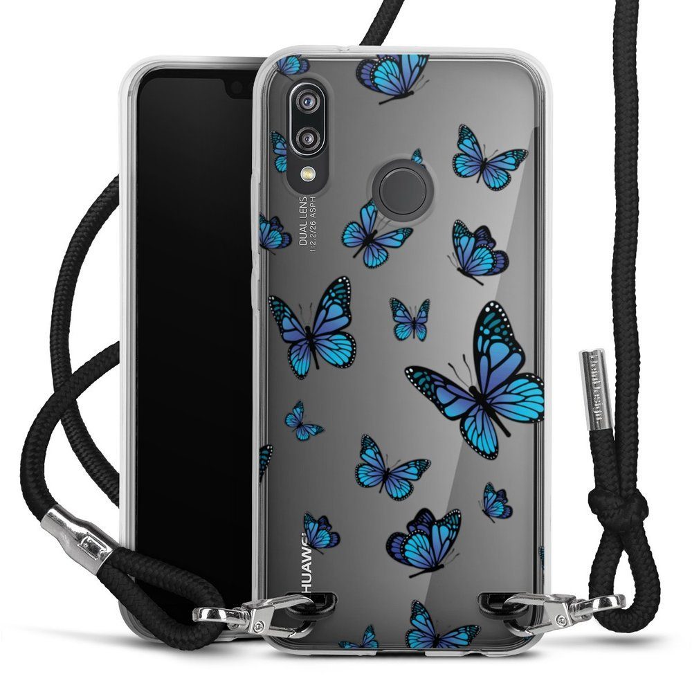 DeinDesign Handyhülle Schmetterling Muster transparent Butterfly Pattern  Transparent, Huawei P20 Lite Handykette Hülle mit Band Case zum Umhängen