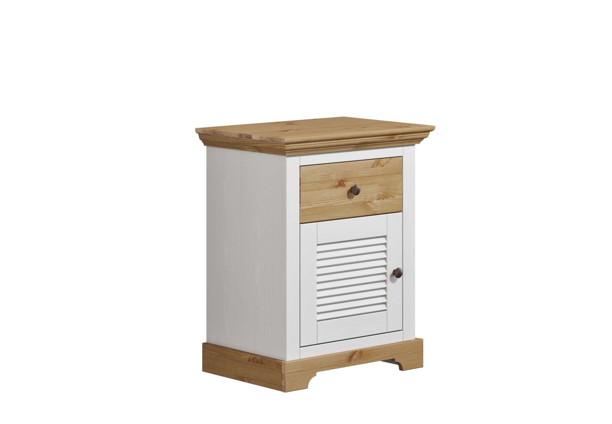 OTTO home Nachtkommode Rauna, Landhausstil, edles Design mit Lamellen und Kassetten, 2 Farben (B/H/T 56/69/39cm), FSC® zertifiziertes Kieferholz, massive Qualität mit viel Stauraum