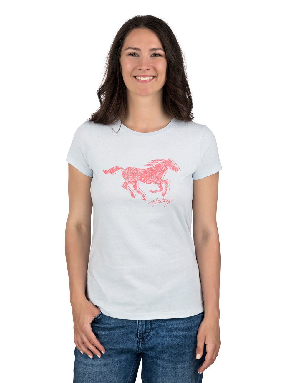 MUSTANG T-Shirt Damen Logo Printshirt Alexia C Logo Slim Fit (1-tlg) Basic günstig online kaufen
