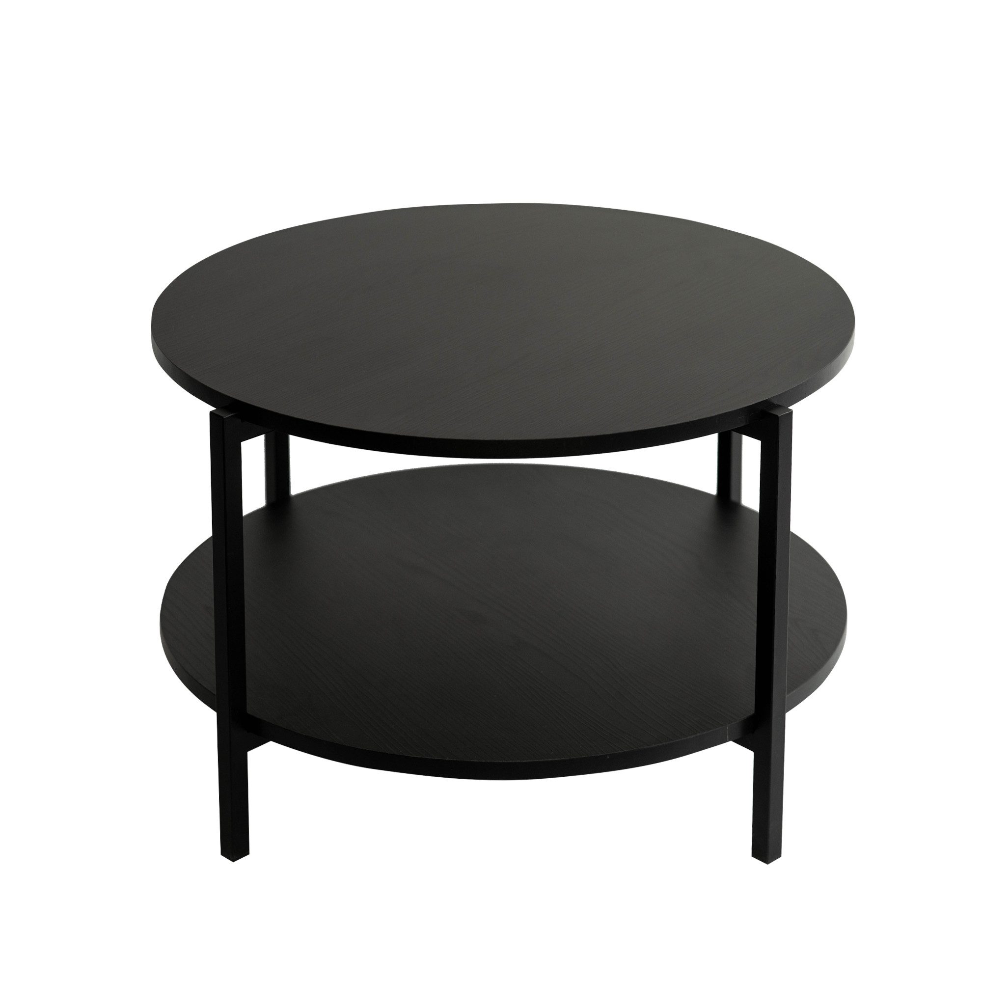 Beautysofa Couchtisch JULE (Moderner runder Wohnzimmertisch, in Schwarz mit Ablage), Ø 65 cm – Bild 3 von 5