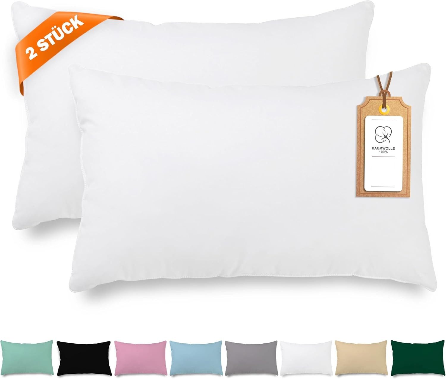 Veluna Home Kissenbezug 50x70cm - 100% Baumwolle(2er-Set) - Dicht gewebt mit 57 Fäden/cm², (2 Stück)