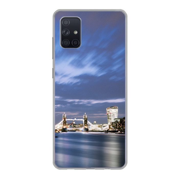 MuchoWow Handyhülle Londoner Skyline am Abend Phone Case Handyhülle Samsung Galaxy A71 Silikon Schutzhülle