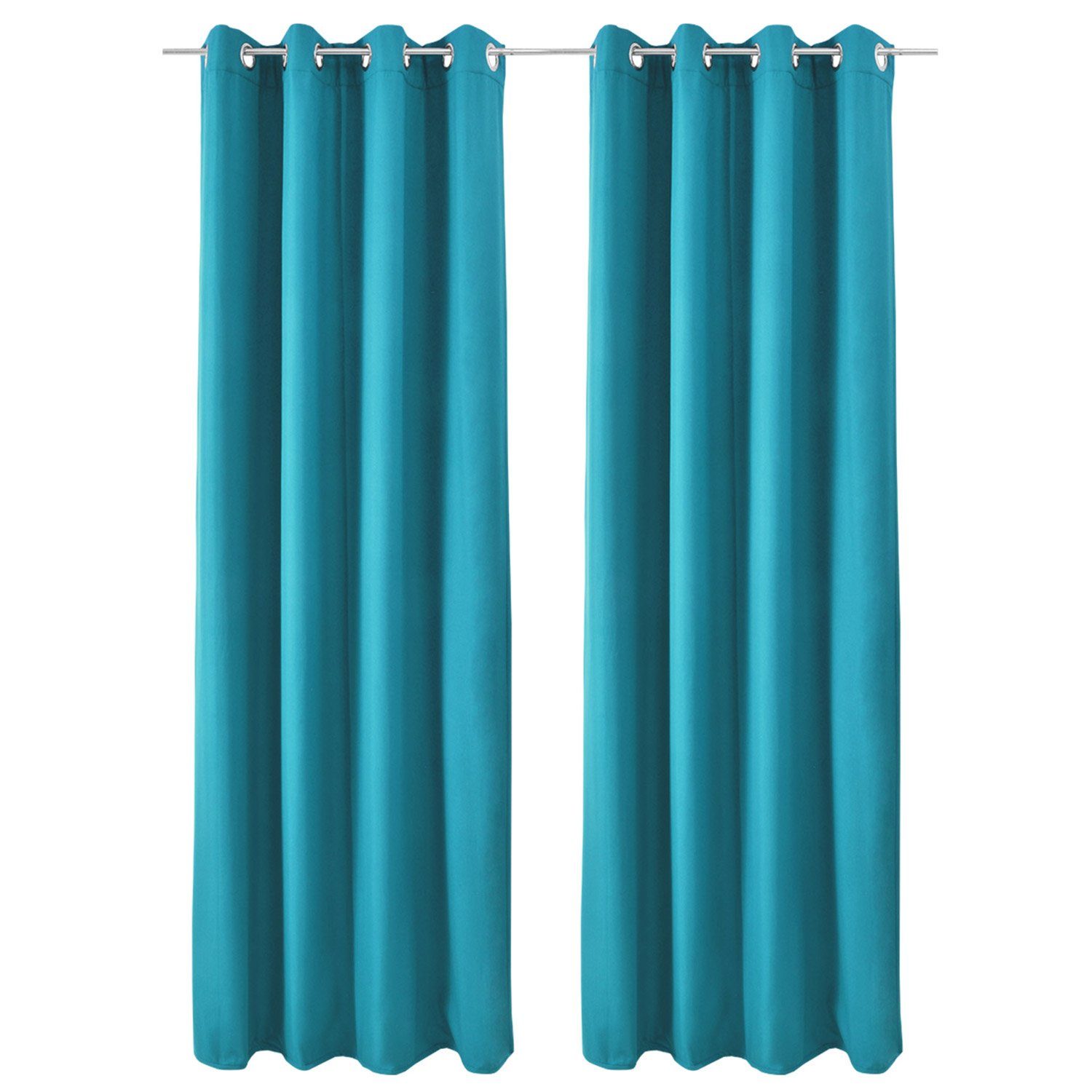 Beautissu Vorhang 2er Set Thermovorhang Gardine Türkis Amelie TO, 140x245cm, Ösenvorhang isolierend Kälte- & Hitzeschutz Vorhang Wohnzimmer