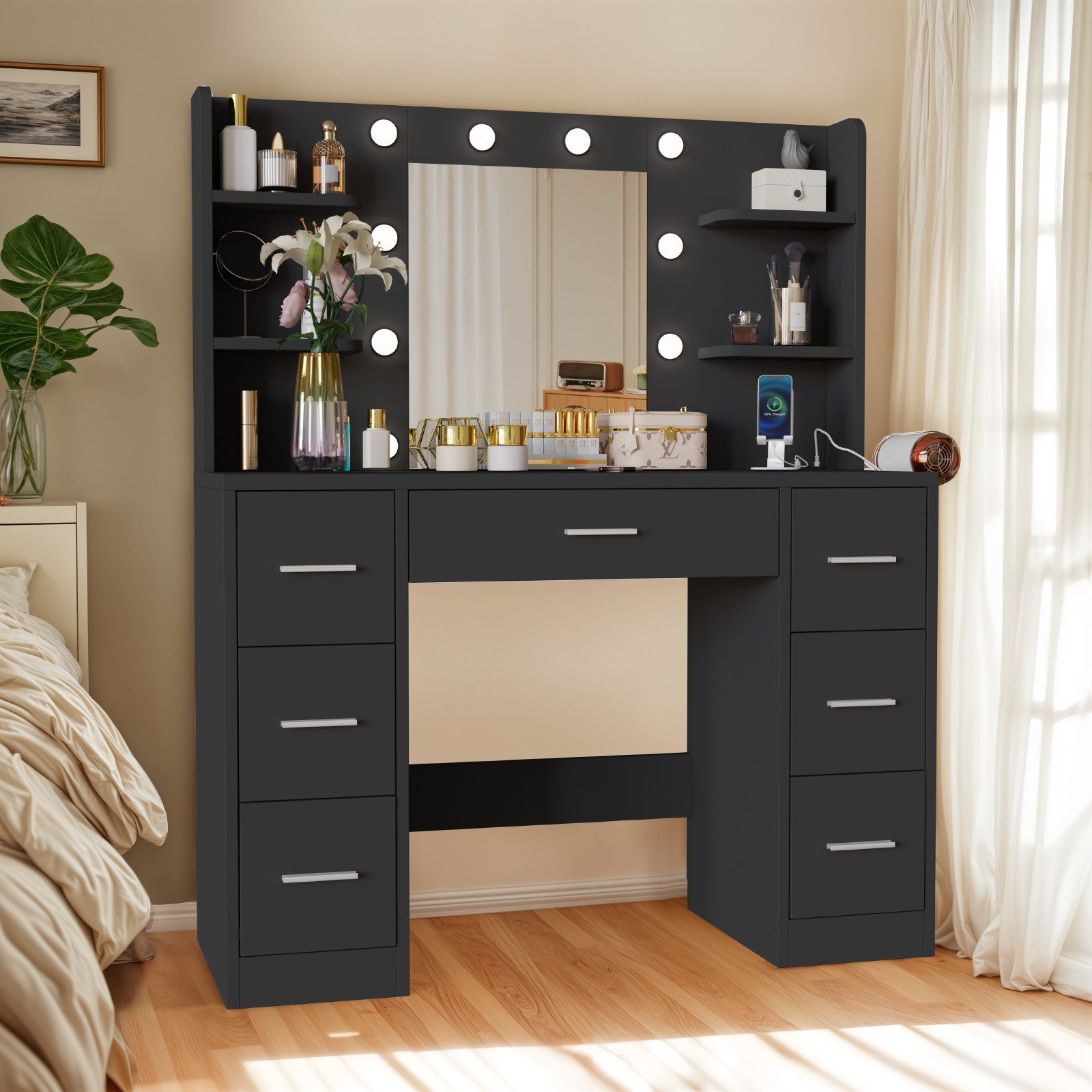GUNJI Schminktisch 110*40*137CM Frisiertisch mit 2 günstig online kaufen