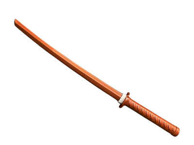 BAY-Sports Holzschwert Shoto Bokken Katana Kunst Eiche TPR rot Trainingsschwert Aikido (62 cm, 1 Stück inkl. Tsuba), Attrappe Training Samuraischwert Schwert Samurai aus Kunststoff