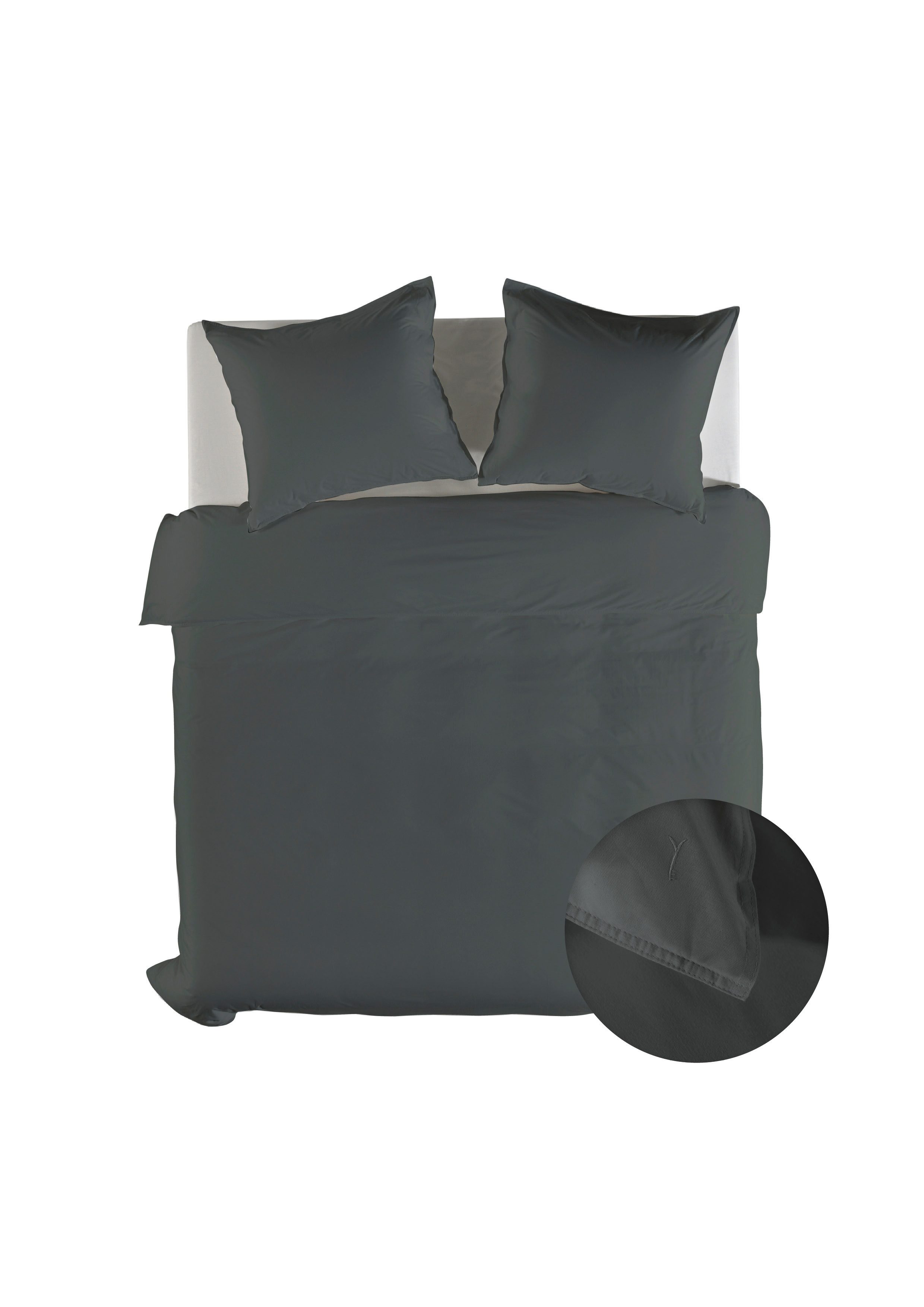 YELLOW Bettwäsche Suite Nairobi Dbo 240 Beluga Grey 240x220 Beluga-Grey Uni, Baumwolle, 3 teilig, Bettwäsche 240x220 Baumwolle Baumwolle Uni Hotelverschluss