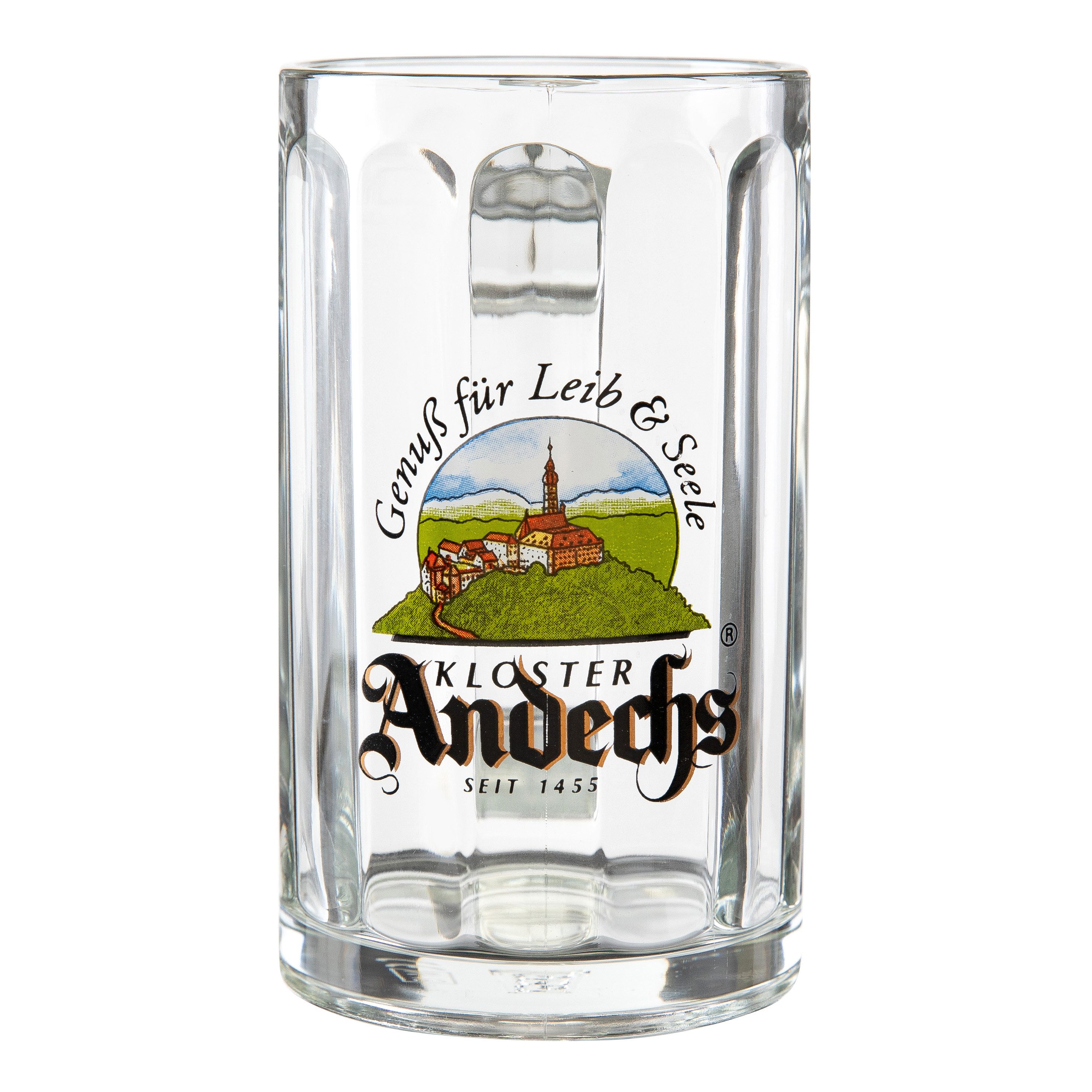 Kloster Andechs Bierkrug Kloster Andechs Krug Glückauf-Seidel 0,5l geeicht, 1-tlg., Traditionelles Bierglas der Klosterbrauerei Andechs – robust & geeicht