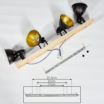 hofstein Deckenleuchte »Arazane« 4-flammiger aus Metall schwarz-gold und Holz, ohne Leuchtmittel, Retro Deckenlampe, 4xE14, die Leuchtenköpfe sind dreh-/schwenkbar