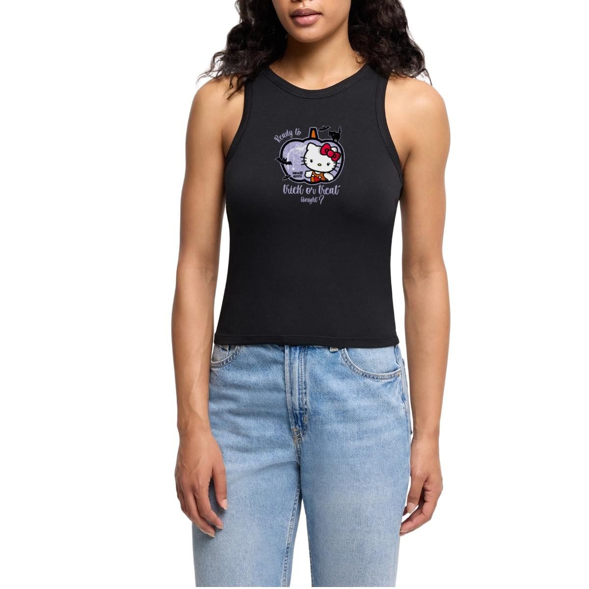 T-Shirt Hello Kitty Halloween Süßes Oder Saures Cropped Frauen Organic Tank To