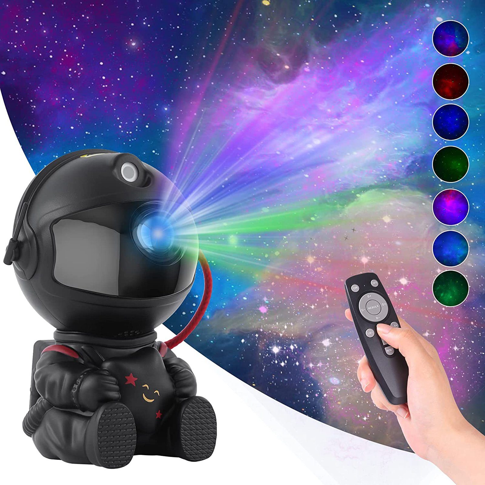 Rosnek LED Nachtlicht Astronaut, Stern-Galaxie-Projektor, für Schlafzimmer Kinderzimmer, Rot, Blau, Grün, Grünes Punktlicht, Heimkino Decke Deko