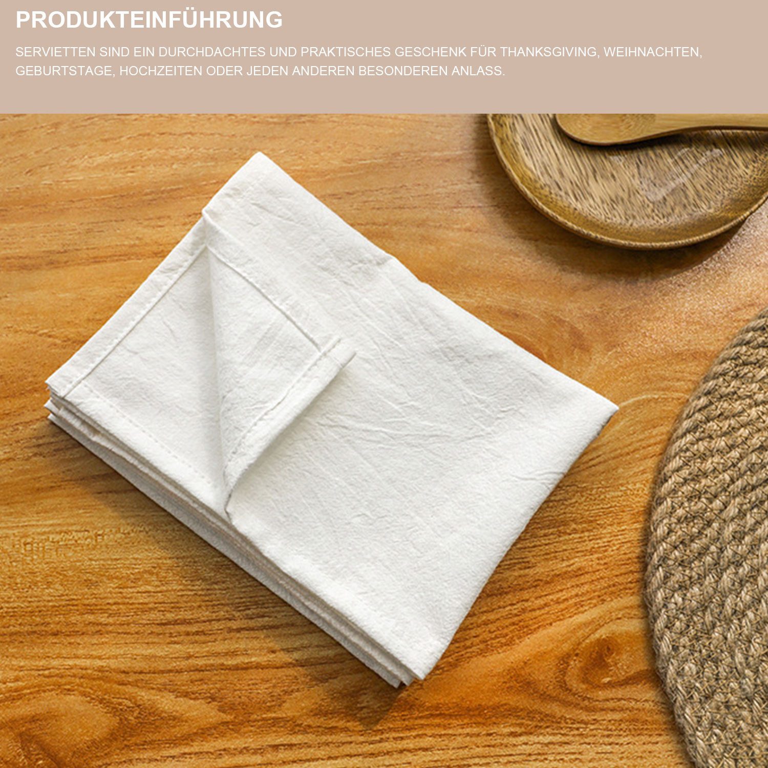 Refttenw Stoffserviette Serviette 4er-Pack Baumwolle Stoffservietten 45 x 30 cm, Stoffservietten, Wiederverwendbare