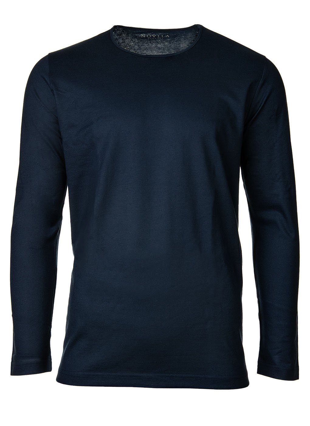 Herren langarm Shirt, Marine Sweatshirt 1/1 Novila Rundhals, Loungewear, -