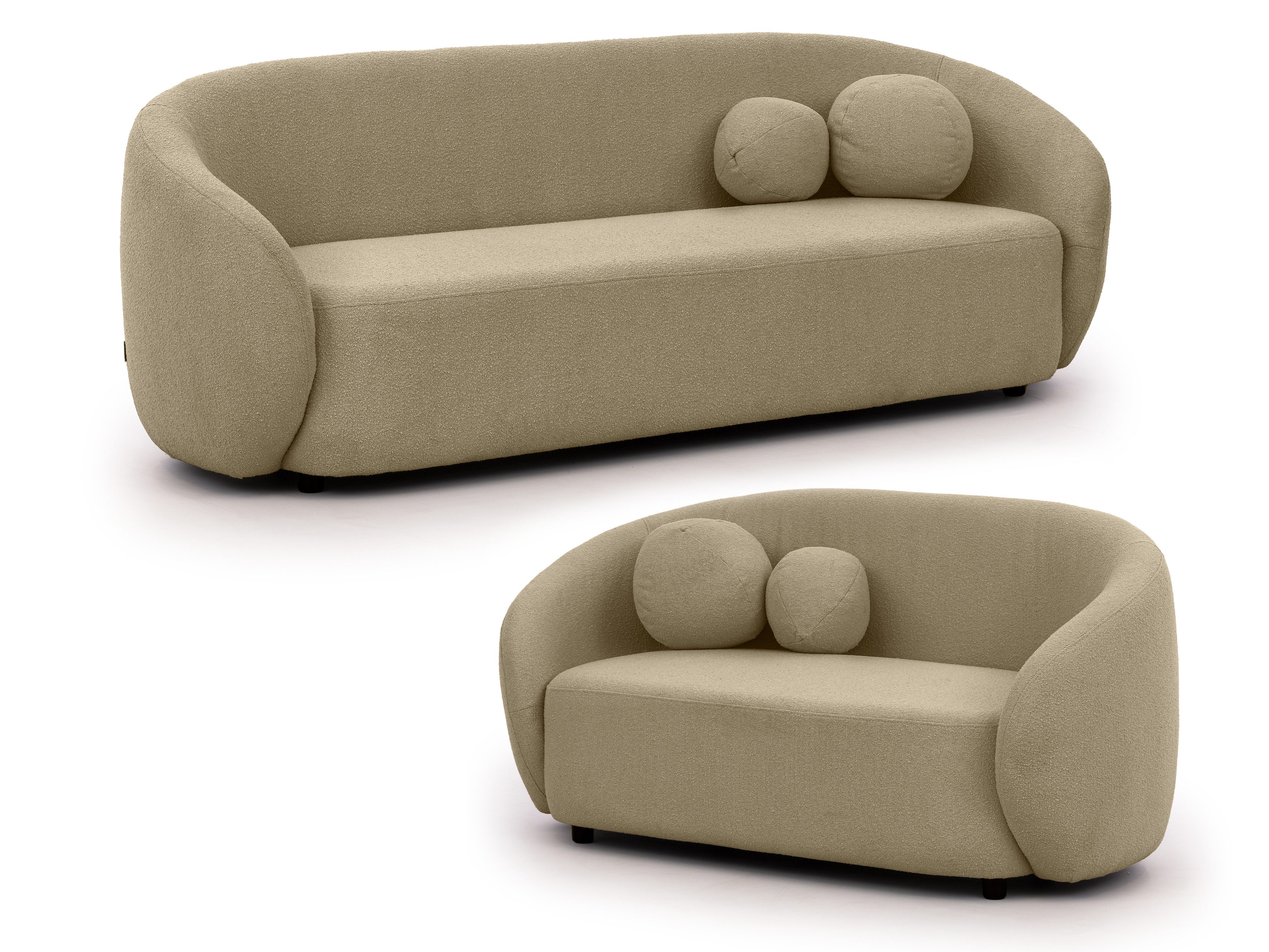 S-Style Möbel Polstergarnitur 3+2 Roundi, Bouclé, günstig online kaufen