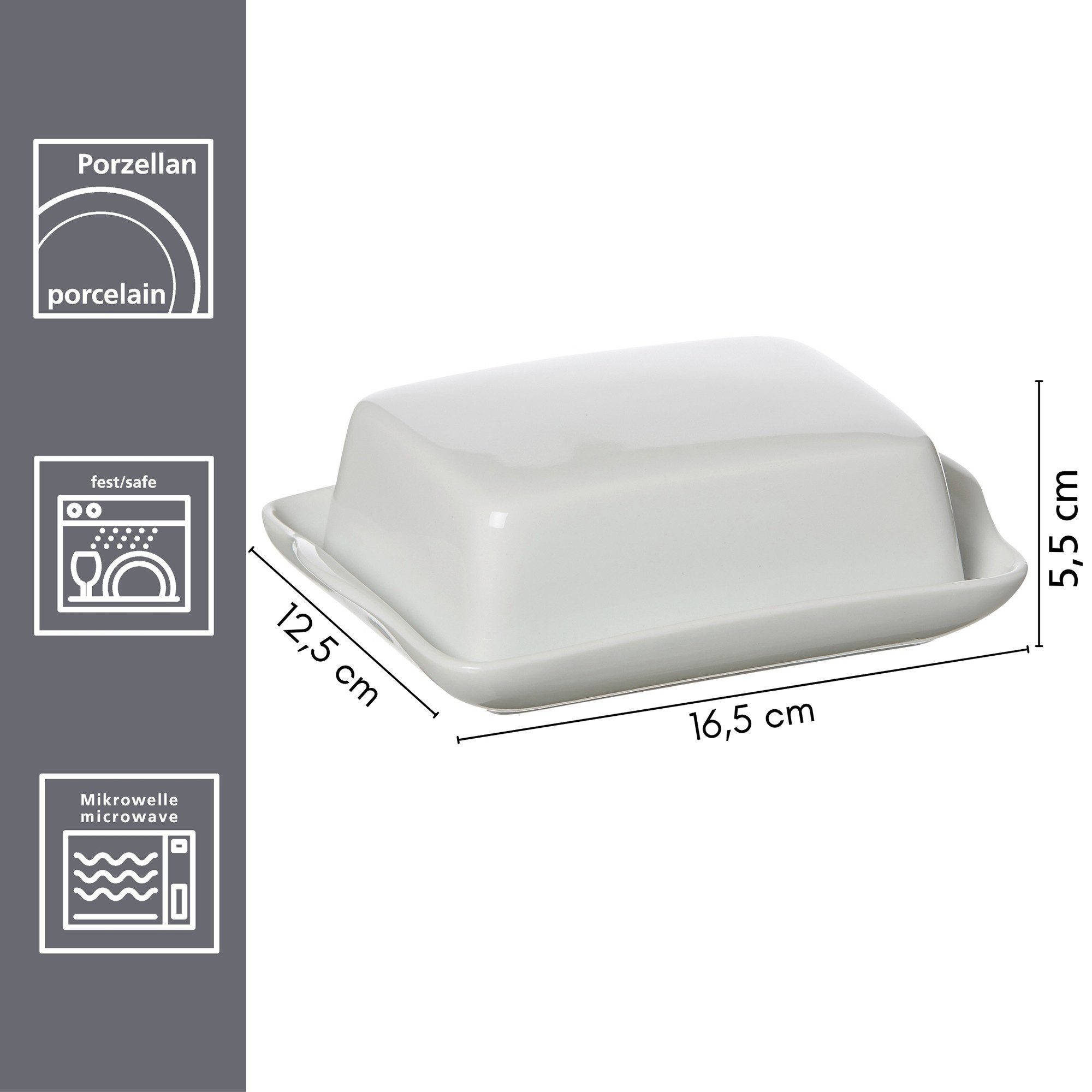 Ritzenhoff & Breker Butterdose Butterdose aus Porzellan zeitloses Design weiss, Porzellan, (1-tlg)