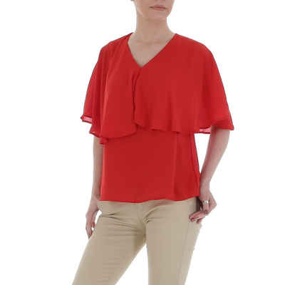 Ital-Design Klassische Bluse Damen Elegant Volants Chiffon Bluse in Rot