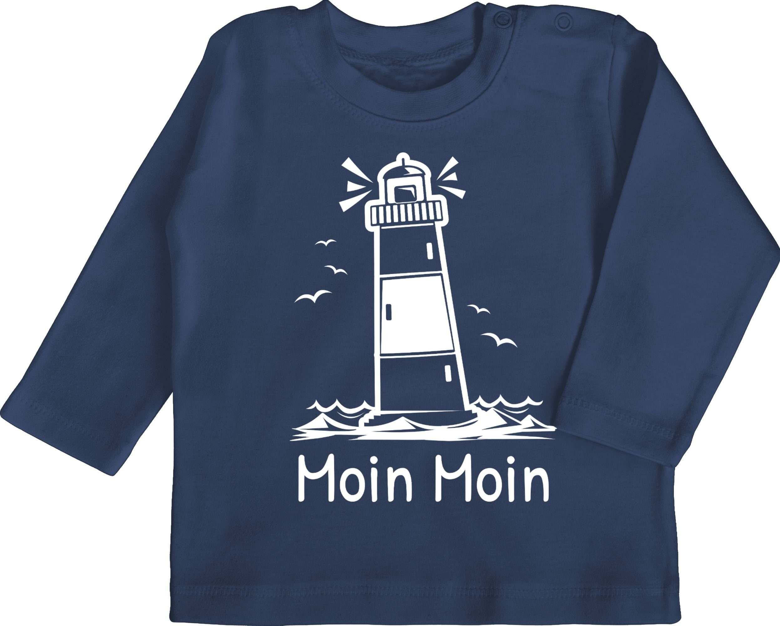 Shirtracer T-Shirt Moin Moin - Leuchtturm Sprüche Baby 1 Navy Blau