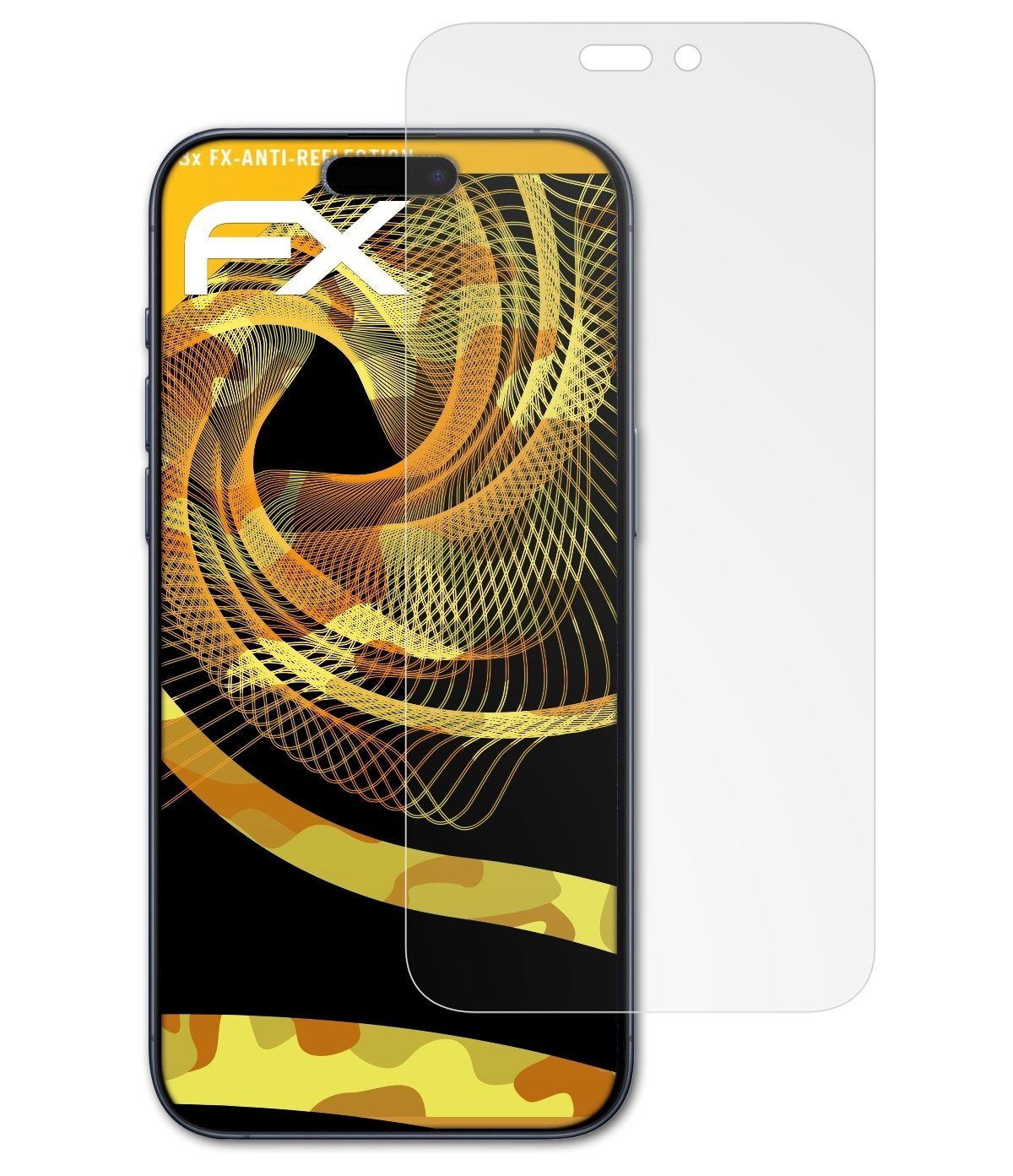 atFoliX Schutzfolie für Apple iPhone 15 Pro Max, (3 Folien), Entspiegelnd  und stoßdämpfend