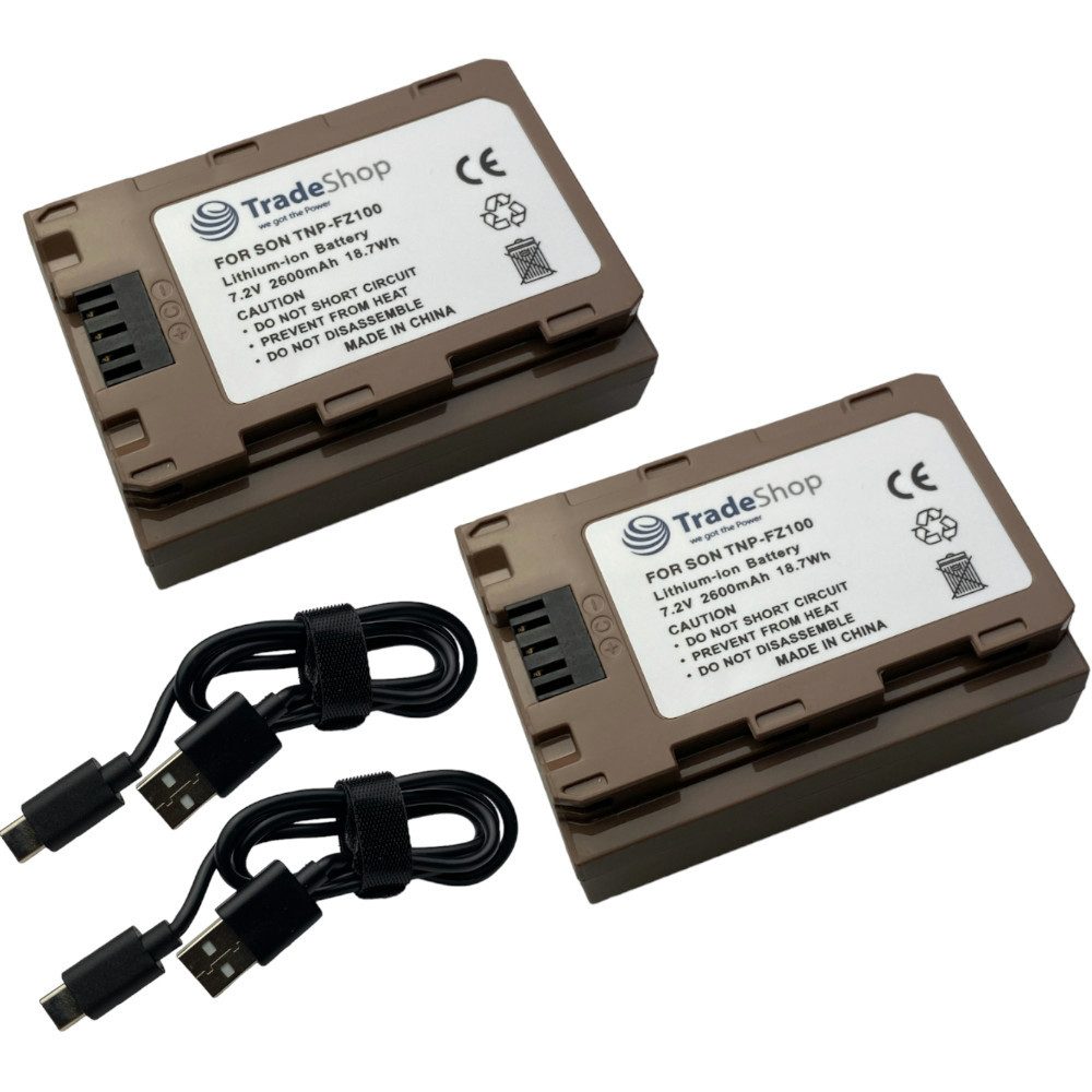 Trade-Shop 2x Akku passend für Sony Alpha 8S III A1 6600 FX3 FX30 ILCE-7M4 ILCE-9 Kamera-Akku Li-Ion 2600 mAh (7,2 V)