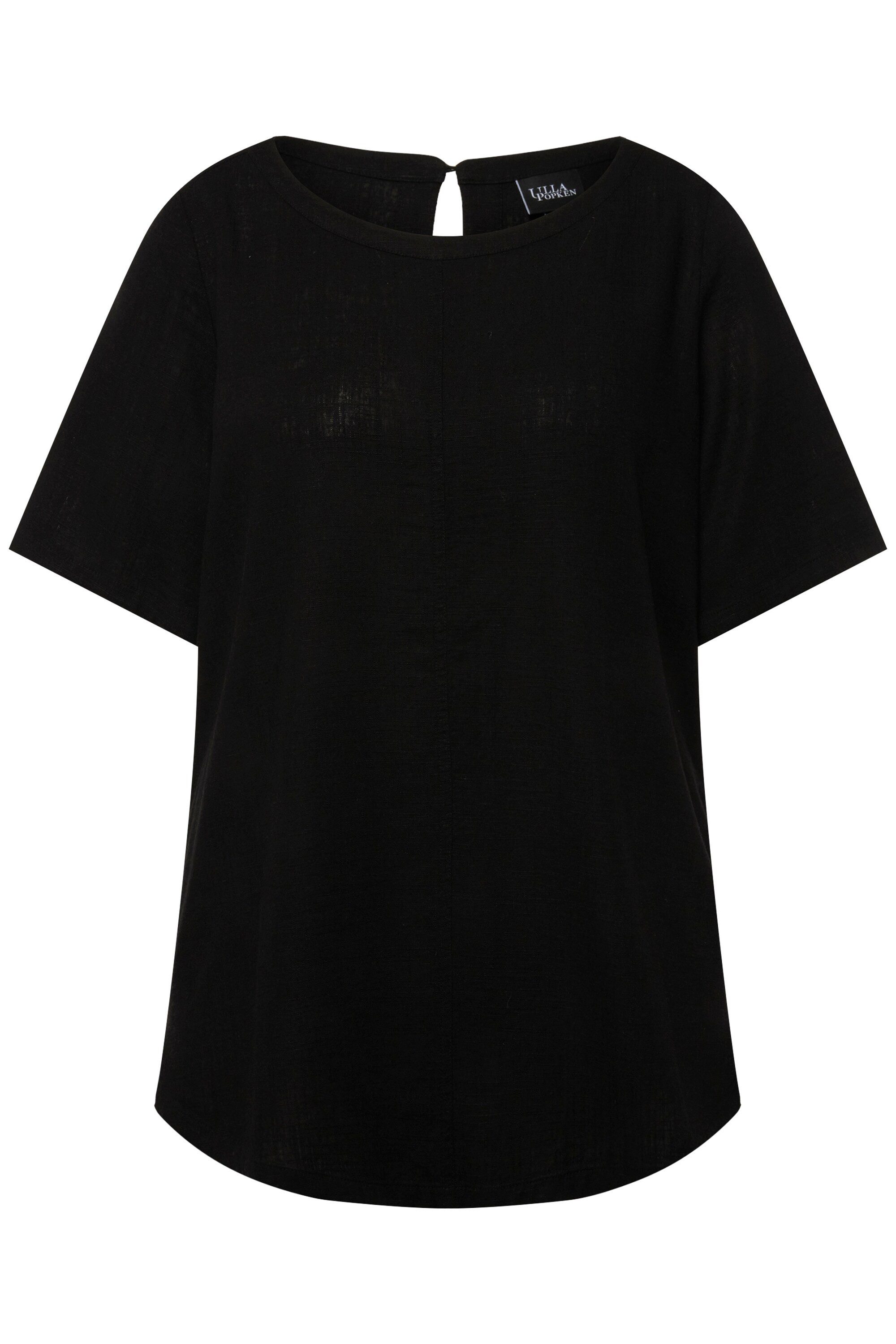 Ulla Popken Longbluse Bluse Leinenmix A-Linie Rundhals Halbarm günstig online kaufen