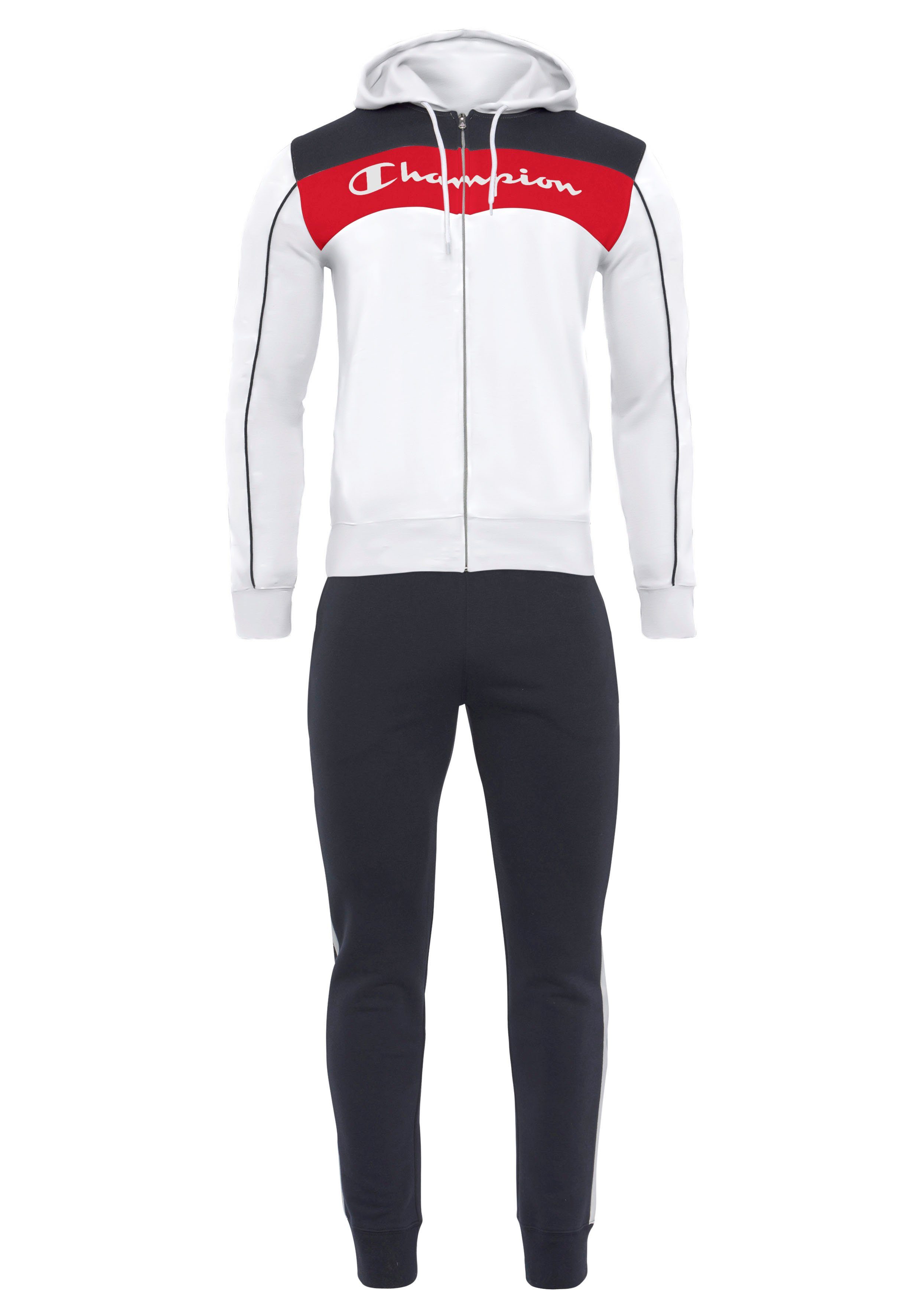 Full Champion (2-tlg) Hooded Suit Jogginganzug Zip weiß