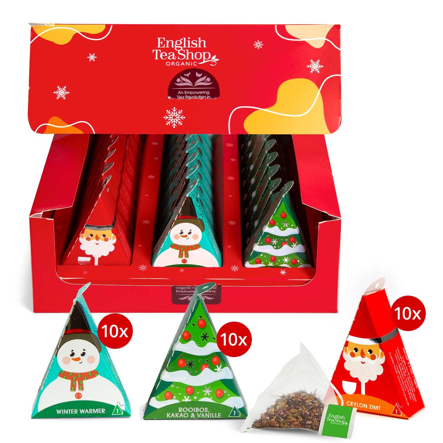 English Tea Shop Tee Weihnachtsgesellen Set, 3 Sorten, BIO, 30 Pyramidenbeutel